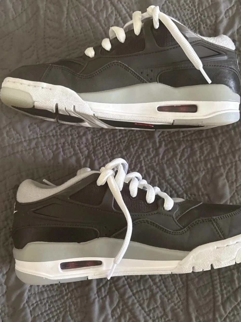 Nike Black and White Low-Top‎ Sneakers with Red Logo